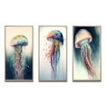thumbnail image 2 of Designart "Colorful Deepsea Jellyfish Display I" Animal Fish Framed Wall Art Set Of 3 - Blue Fish Frame Canvas Set For Living Room Decor, 2 of 6