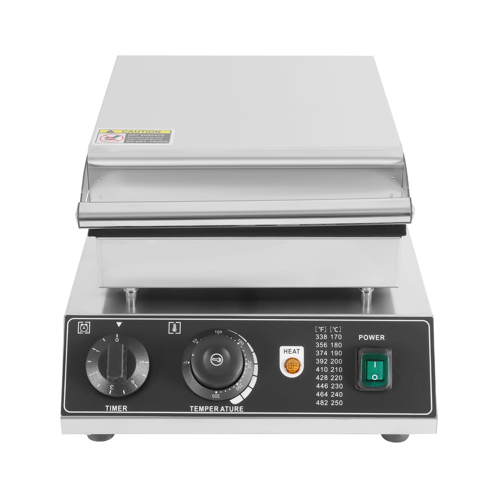 Commercial Waffle Maker, 1500W, Adjustable Temp (50-300℃) & Timer (0-5 Min), Non-Stick Teflon Coating, Stainless Steel, for Ice Cream Cones & Waffles