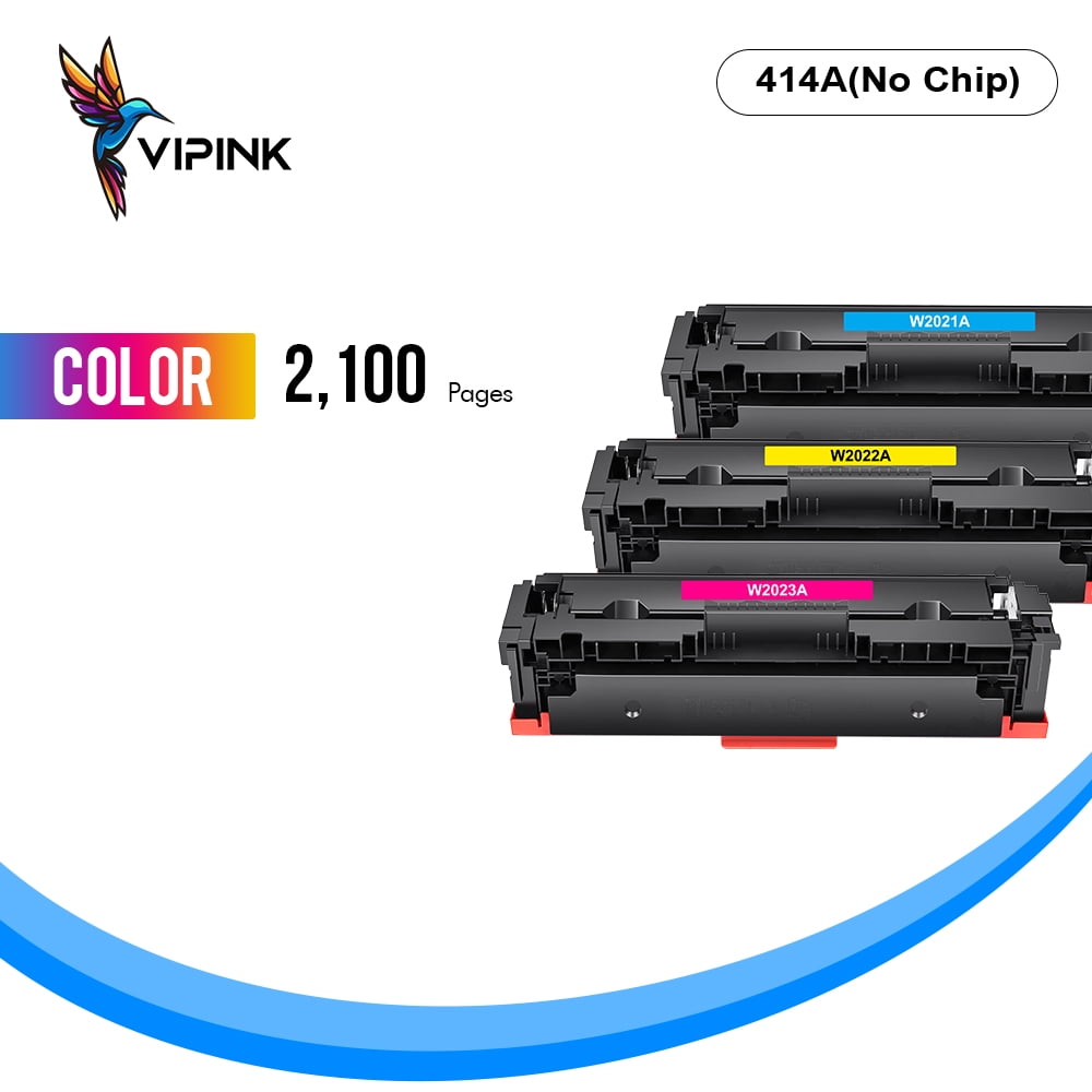 VIPink 3-Pack 414A Toner Cartridge WITH CHIP Compatible for HP 414A W2021A W2022A W2023A 414X Pro MFP M479fdw M454dw M479fdn M454dn M479 Laser Printer Ink, Cyan, Magenta, Yellow