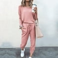 thumbnail image 2 of Stamzod Two Peice Set For Women Matching Sets Solid Color Loose Long Sleeve Tops Bandage Pants Sets Sportwear Casual Homewear Clearance, 2 of 7