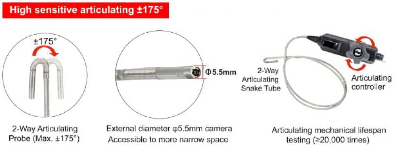 Vividia VA-250 Two-Way Articulating Borescope Videoscope Inspection Camera with 6mm Diameter 1m Probe and 3.5" LCD Wireless Monitor