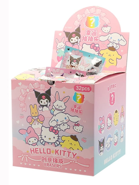 32Pcs/Box Sanrio Blind Box Doll Pencil Eraser Hello Kitty Kuromi