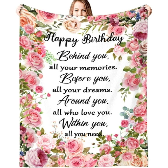 XZYG Birthday Gifts for Women Blanket Happy Birthday Decorations Throw Blanket Best Birthday Gift Ideas for Women Men(40*50inch)
