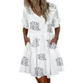 thumbnail image 1 of LUXUR Robe d'Été pour Femmes, Robes Évasées, Robe T-shirt, Tunique Courte, Lettre, TTG, 1 of 2