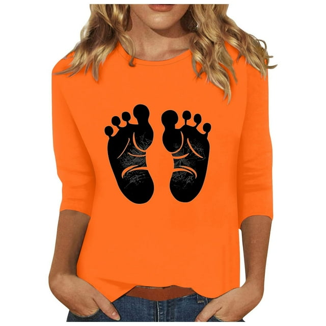 T-Shirts Tendance pour Femmes pour un Usage Quotidien Décontracté - Hauts Stylés à Col Rond et Manches Trois-Quarts avec Imprimé Floral Unique - Mode Polyvalente pour Tenues d'Été