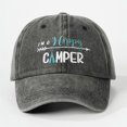 thumbnail image 2 of Bibifish Unisex Men Women Dark Gray Vintage Baseball Cap "I'M A Happy Camper" Arrow Print Cotton Adjustable Strap Casual Camping & Outdoor Cap, 2 of 3