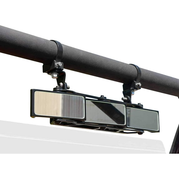 SuperATV 3 Panel Rear View Mirror With 1.75" Clamps for 2016+ Honda Pioneer 1000 / 1000-5|Width: 20"; Height: 2|1/4"; Depth: 1|5/8"|increase Side and Rear Vision|RVM-011-02#PIO