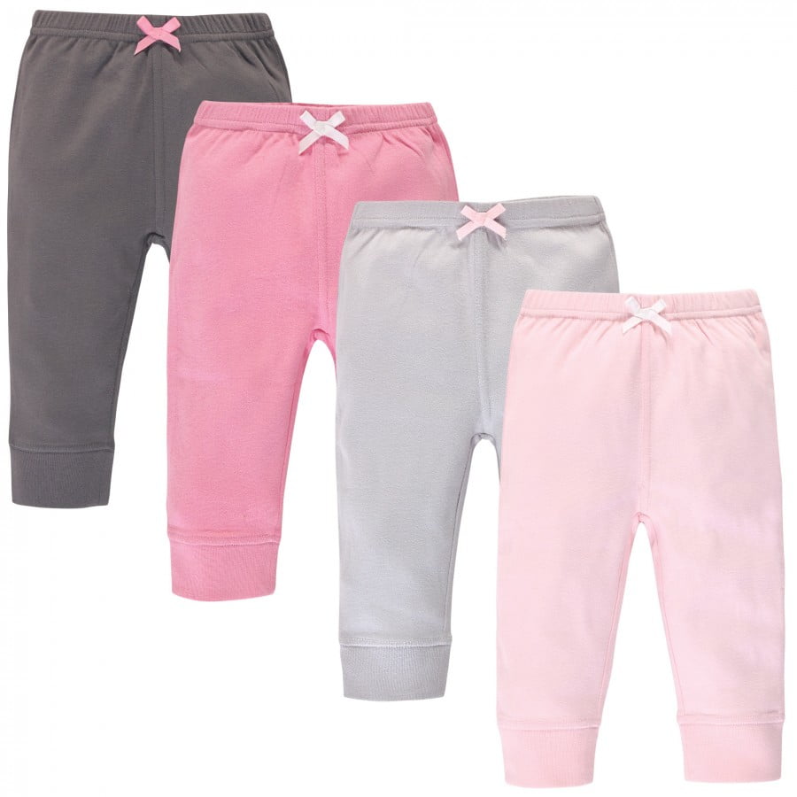 Touched by Nature Baby and Toddler Girl Organic Cotton Pants 4pk, Pink
