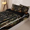 thumbnail image 3 of Castle Fairy Camo Flag Deer Zipper Twin Comforter Sets with Fitted Sheet and 2 Pillowcases,Oak Vine Distressed Stars Zipper Bedding Set,Olive Black Brown,Black Reversible,4-Piece, 3 of 6