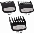 thumbnail image 1 of 3 Pack Clipper Guards Premium Compatible with Wahl Hair Clippers Trimmers with Metal Clip - 3 Cutting Lengths is 1 1/2” ，1/2” and 1”(1.5，3，,4.5 mm) Fits Most Size Wahl Clippers Guide Combs，Black, 1 of 6