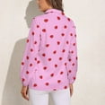 thumbnail image 2 of Red Strawberry Love Pattern Polka Dots Long Sleeve Blouse Woman Streetwear Casual Shirts Summer Oversize Woman Streetwear Clothing Birthday Present, 2 of 7