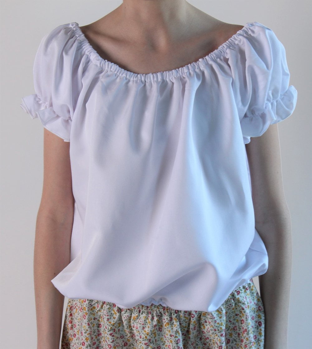 white peasant top short sleeve