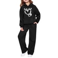 thumbnail image 6 of CPNG Kids Girls Sweatsuit 2 Piece Set Heart Print Sweatsuits Hoodie Sweatshirts and Jogger Sweatpants Sweat Set(Black,7-8 Years), 6 of 7