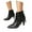 Black, variant on Women's Leather Block High Heels Western Pointed Booties Gold Silver Tassels Sequins Decorated Fashionable Boots with Side Zipper