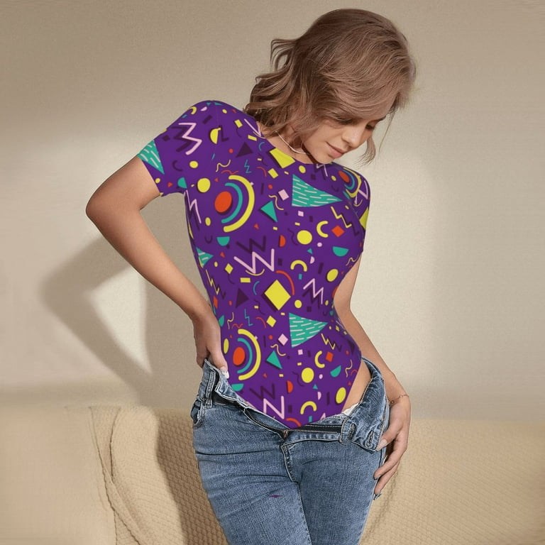 Daiia Retro 80s Style Women'S Crew Neck Short Sleeve Slim Fit T