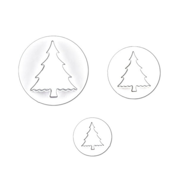 Billuyoard 3 piezas de molde de troquel de árbol de Navidad, Fondant, pastel, galleta, molde de grabación en relieve, herramienta de modelado de Herramientas y accesorios para hornear