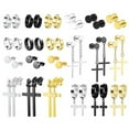 thumbnail image 2 of K-KED 7-21Pair Punk Earring Set 7 style Stainless Steel Cross Hinged Hoop Ear Piercing-Silver+Black+Gold, 2 of 8