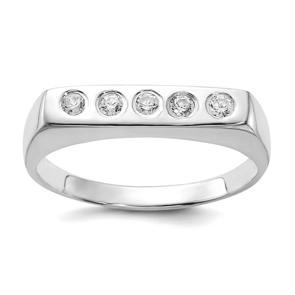 925 Sterling Silver Polished Flat Top Cubic Zirconia Ring Size 7 3.9mm Wide Ring for Women