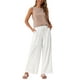 thumbnail image 2 of Pantalones Palazzo de Lino para Mujer Inspire Chic, Fluidos, de Pierna Ancha, con Bolsillos, XL, Blancos, 2 of 6