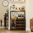 thumbnail image 3 of 3-Tier Wine Bar Cabinet with LED Lights, Detachable Wine Rack and Storage Space, Buffet Cabinet with Glass Holder and Mesh Door, for Kitchen, Living Room and Bar., 3 of 7