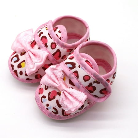

BFYSFBAIG Baby Girls Leopard Print Bow Prewalker Soft Sole Sandals Single Shoes