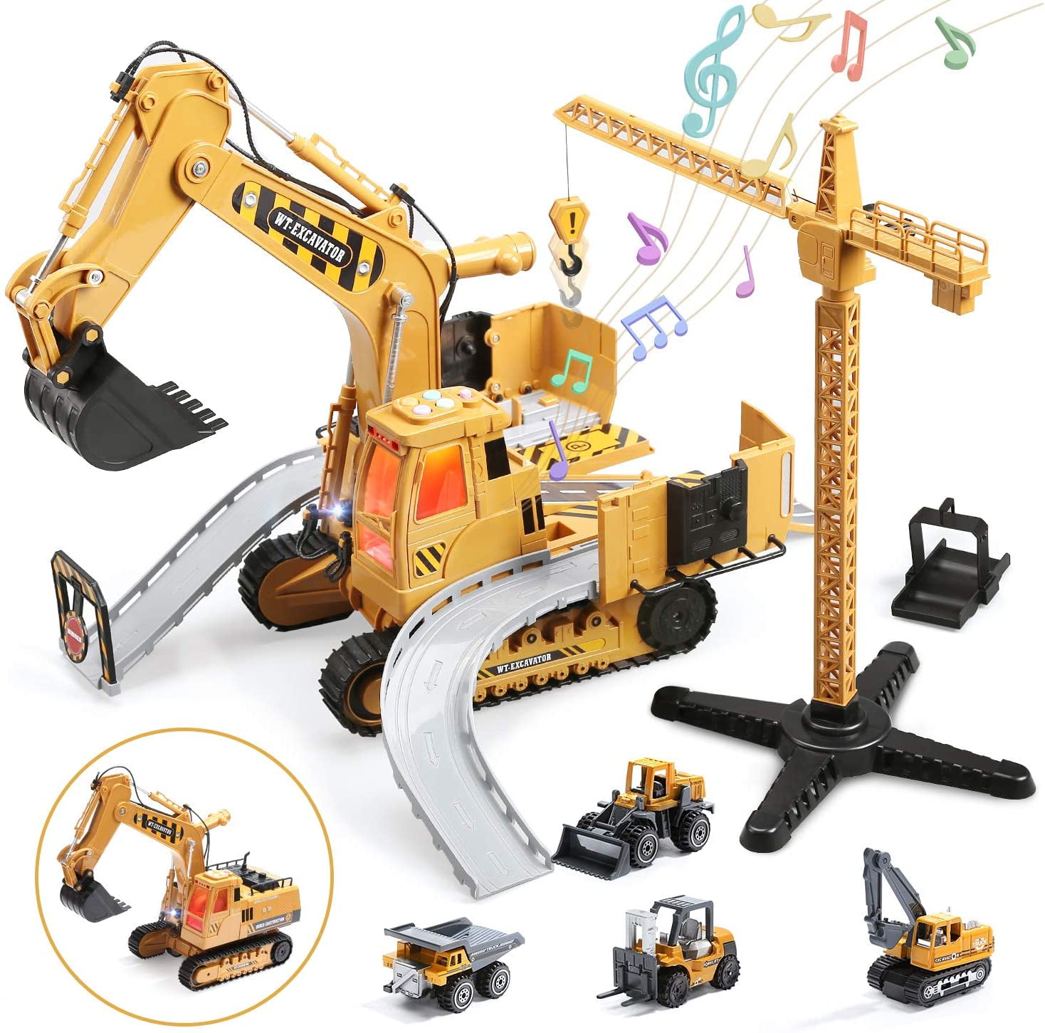 Kids Tower Remote Control RC Crane Construction Engineering Vehicle Toy Playset
