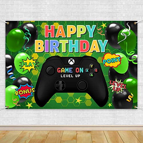 Video Game Happy Birthday Backdrop Gaming Theme Party Photography Background  for Kids Boys Birthday Party Decorations, Game Birthday Banner Background -  