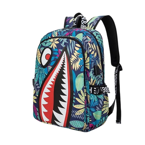 3D Shark Mouth Graphic Print Backpack, Comic Style Colorful Design, Casual Daypack for Youths and Teens