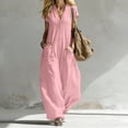 thumbnail image 2 of Guluxicc Jumpsuits for Women Casual Summer Sleeveless V Neck Button Down Overalls Beach Travel Vacation Rompers with Pockets, 2 of 7