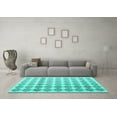 thumbnail image 3 of Ahgly Company Machine Washable Indoor Square Abstract Turquoise Blue Contemporary Area Rugs, 6' Square, 3 of 4
