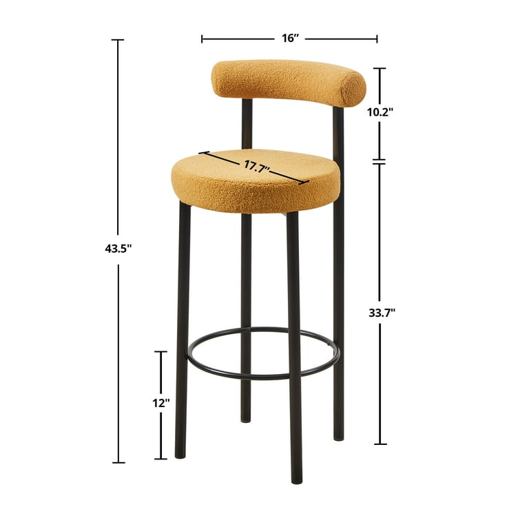 Cozy Castle Fuzzy Sherpa 34 Inch Tall Bar Chair for Kitchen Set of