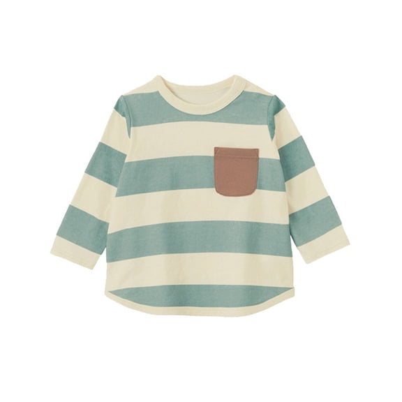 Beautyzll Toddler Baby Boys Long Sleeve Shirts Kids Soft Basic Cotton T-Shirts Top Stripes Layering Tees 2-8T