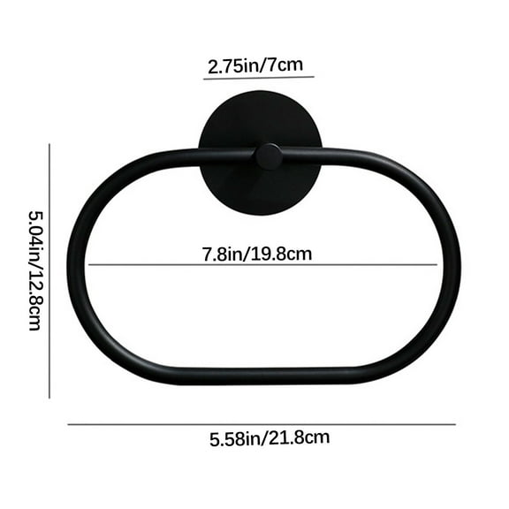 Oval Stainless Steel Towel Ring Without Punching Black Bathroom Towel Rack Hanging Ring