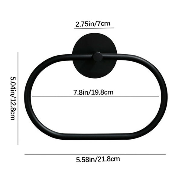 Toallas para el Baño,Anillo de Toalla de Acero Inoxidable Oval,Anillo Colgante de Baño Negro de 12.8x21.8cm,Decoración Moderna Del Hogar sin Taladro,Toallas para Baño
