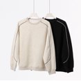 thumbnail image 2 of Autumn 380g Heavyweight Composite Cotton Crew Neck Pullover Sweatshirt Basic Drop Shoulder Long Sleeve Top, 2 of 4