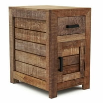 Furniture of America Ruga Rustic Solid Wood Storage Side Table in Natural Tone