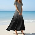 thumbnail image 2 of NAMTYQX Long Summer Dresses for Women 2025 Chiffon Short Sleeve V Neck Casual Dresses for Women 2025 Dark Gray Size XL, 2 of 5