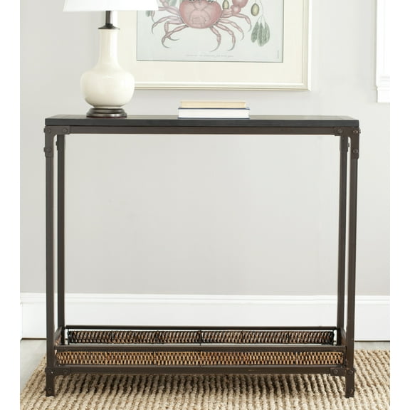 SAFAVIEH Dinesh Industrial Console w/ Shelf, Black/ Dark Walnut