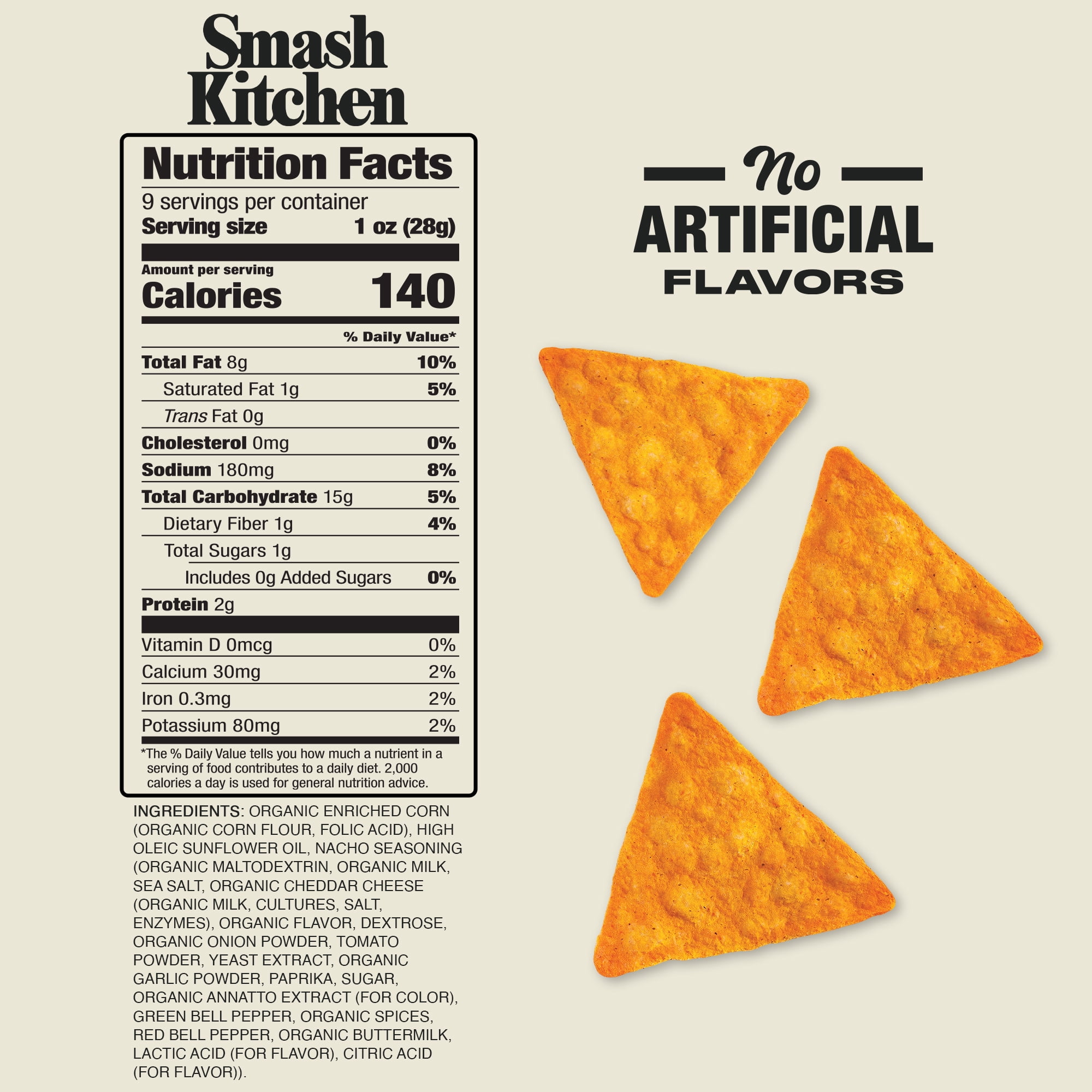 Smash Kitchen Nacho Cheese Non-GMO Tortilla Chips, 9 oz