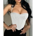 thumbnail image 2 of Y2K Style White Corset Boned Tops Sleeveless Mesh Grommet Eyelet Top Overbust Adjustable Backless Design Crop Cami Tank Top, 2 of 7