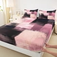 thumbnail image 3 of Homewish Vintage Artwork Adult Full Size Sheets, Black Pink Square Abstract Bed Sheets, Fashion Oil Printing Sheet Sets, Microfiber Bedroom Decor, 4-Piece, 3 of 7