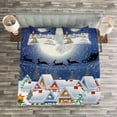 thumbnail image 3 of Ambesonne Christmas Quilted Bedspread Set 3 Pcs, Winter Sky Moon Star, Queen Size, Navy White, 3 of 3