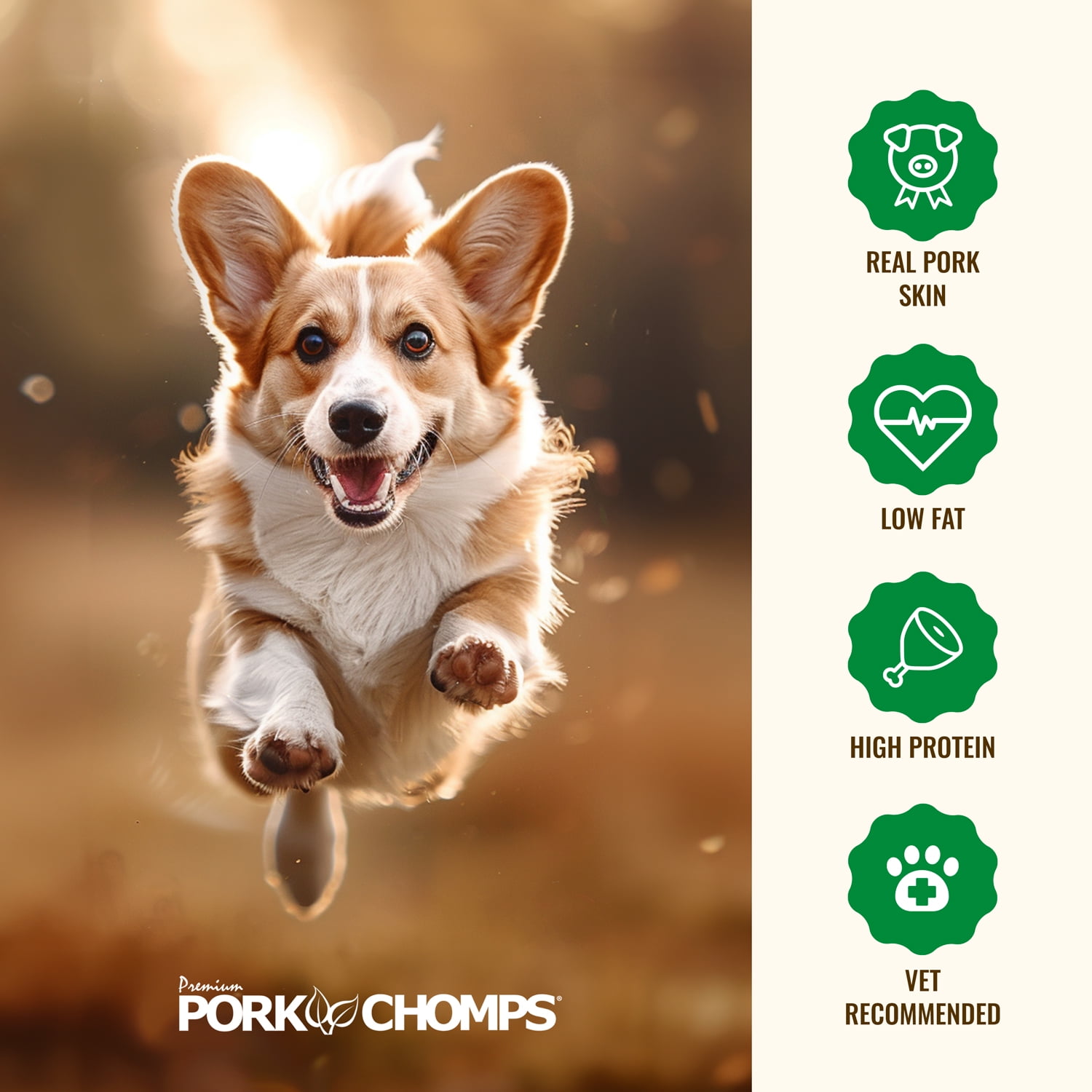 Pork Chomps Premium Rawhide-Free Baked Pork Skin Knotz for Dogs, 11 Inch, 4 Count