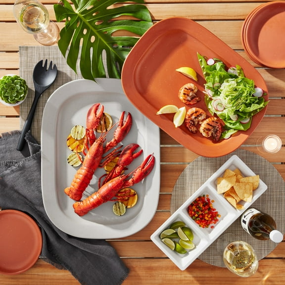 Buenisimo 3-Piece Bamboo Melamine Serveware Set, Tan