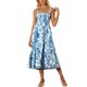 thumbnail image 2 of INSPIRAR CHIC Vestido de verano sin mangas para mujer con tirantes de espagueti, fruncido, estampado floral, estilo bohemio, con bolsillos, azul L, 2 of 5