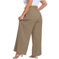 thumbnail image 4 of Xdegoge Plus Size Pants Women Elastic High Waist Trousers Featuring Self Tie Belt Wide Leg Flowy Summer Beach Dressy Casual Lounge Bottoms with Deep Side Pockets, 4 of 7