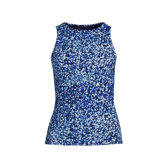 Lands' End Women's Plus Size Long Torso High Neck UPF 50 Modest Tankini Swimsuit Top