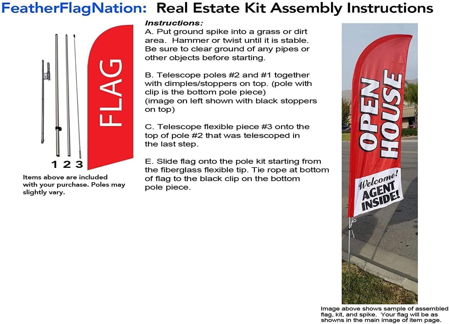 Now Open Two Pack of 8ft Advertising Feather Banner Swooper Flag Signs with Flag Pole Kits and Ground Stakes for Businesses, 2pack red, yellow, medium height