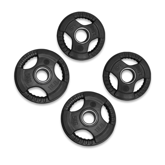 Set de Discos 3 agarres Tayga 5 y 11 Lb color negro, 4 piezas.