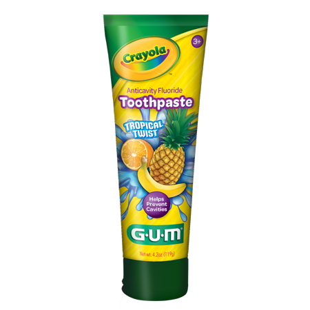 Sunstar GUM Crayola Squeeze-A-Color Tropical Twist Anti-cavity Fluoride Toothpaste, 4.2